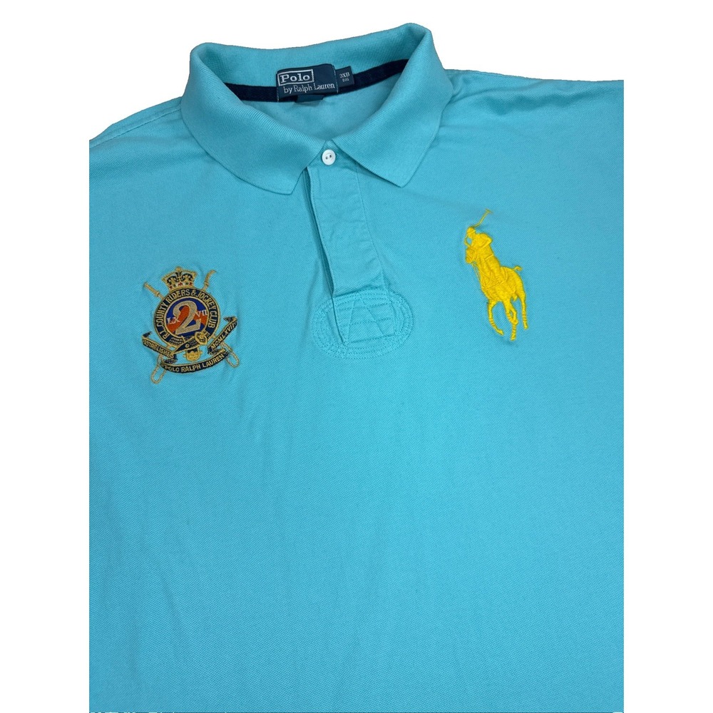 Polo Ralph Lauren Rugby Polo Shirt 3XB Turquoise Big Pony Jockey Club Crest #4